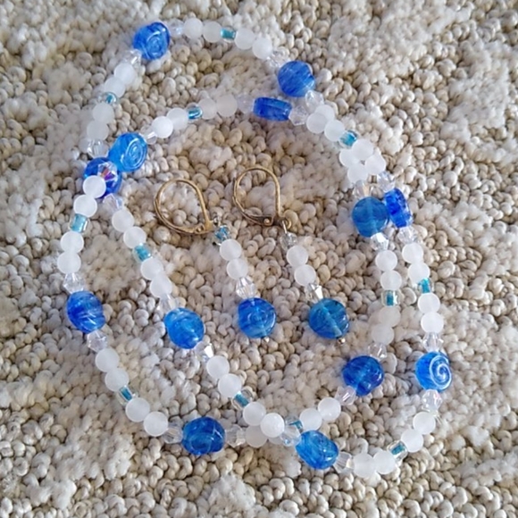 Handmade Gemstone Necklace/Choker Set Blue - Picture 5 of 5